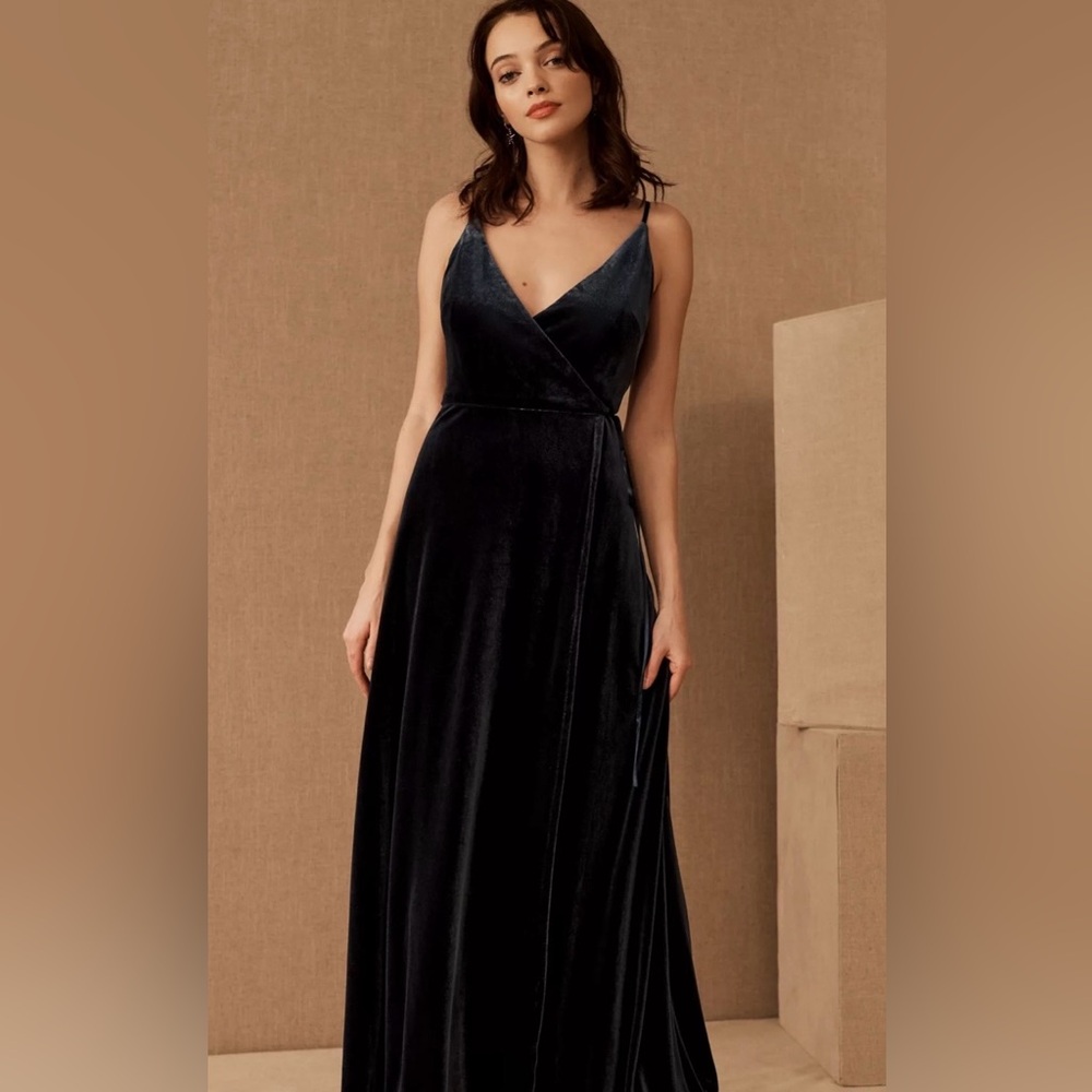 Jenny Yoo Navy Blue Velvet Gown